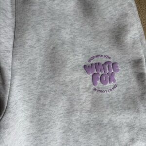 White Fox Boutique Kids Heather Gray Sweatpants with Lavender Logo *NEW*